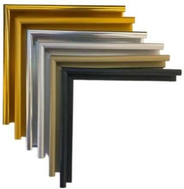 알루미늄 액자 프레임 틀 라운드형 맞춤 주문제작(아크릴 MDF포함), 유광골드, 1개