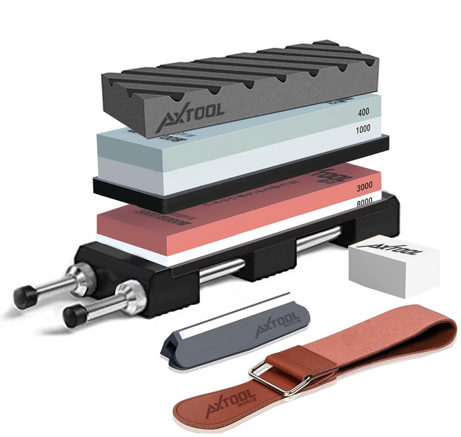 AXTOOL 숫돌 400/1000방 3000/8000방 받침대 7종 구성품 세트