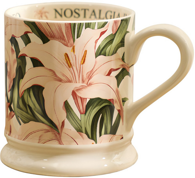 루비코코 플라워 티 머그컵 예쁜 수입 머그 커피잔, 1개, 핑크