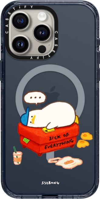 케이스티파이 CASETiFY 아이폰 15 프로 맥스 맥세이프 호환 임팩트 케이스 Duck on the couch - 매트 블랙, {Size} {Color} -  클래식 블루