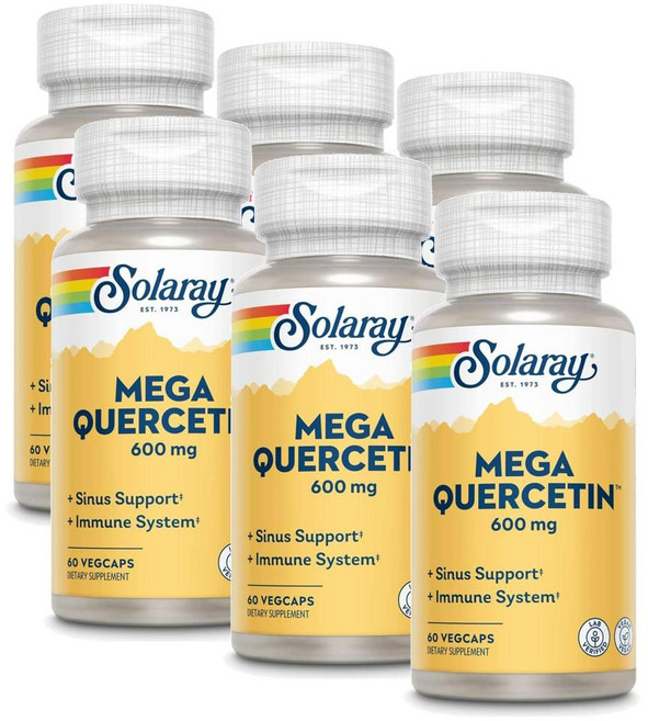 솔라레이 메가 퀘르세틴 600mg 캡슐 SOLARAY Mega Quercetin, 60정, 6개