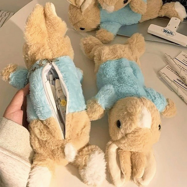허니잼 토끼 인형 필통 패브릭 동물 필통 펜케이스 파우치 귀여운 중학생 봉제필통, 1개, (단일색상)