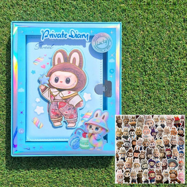 산리오 라부부 빙글빙글 다이어리 다꾸 어린이 초등학생 어린이날 크리스마스 선물, 1개, 라부부 블루