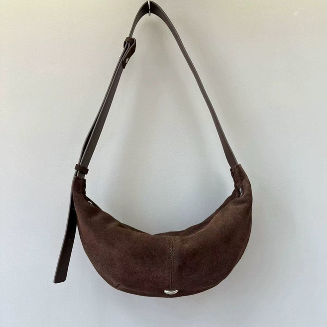 카리아스 데일리 소가죽 스웨이드 반달 크로스백 가벼운 미니멀 숄더백 휘뚜루마뚜루 호보백