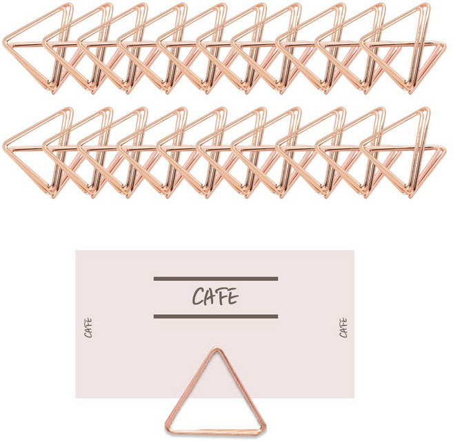 365플레이스 메탈 다용도 삼각메모스탠드 클립노트홀더 20P 세트, 로즈골드, 20개