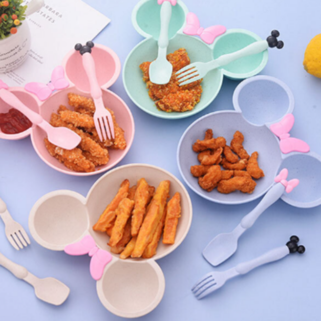 [컴퍼니에이원] 캐릭터 어린이집 유아 아기 가정용 3구 식판 그릇 세트, 화이트, 1개