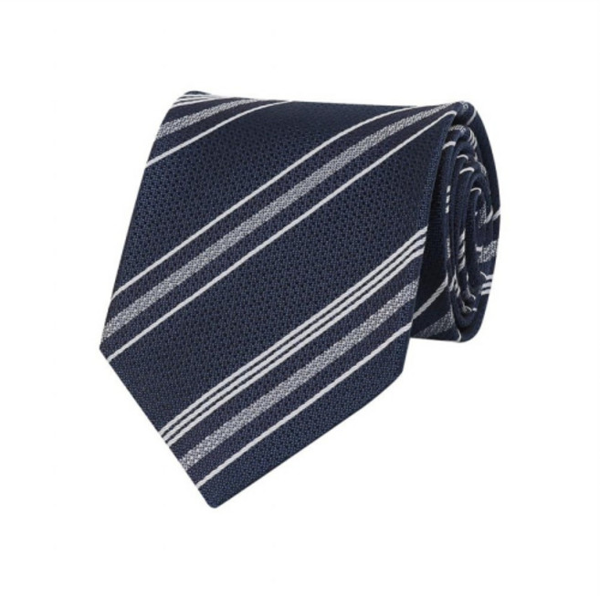 [닥스] DAKS 실크혼방 레지멘탈 스트라이프 넥타이 네이비