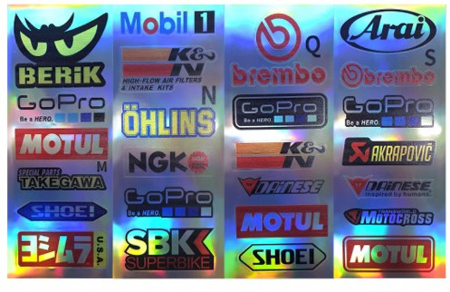 오토바이 홀로그램 스티커 레이저 스폰서 스티커 25종 반사스티커, option C, 1세트, 레인보우