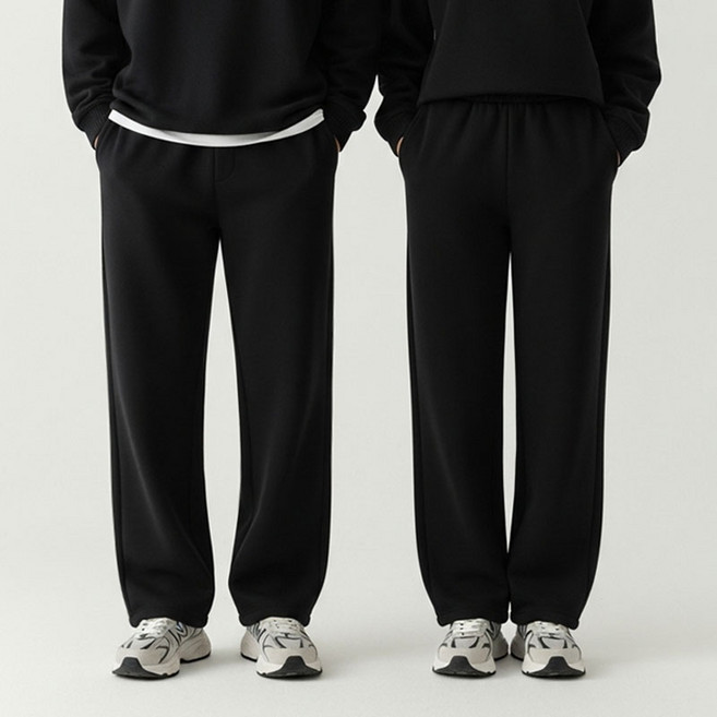 (고급원단)시크벤 남녀공용 세미 와이드 일자 스웨트 팬츠 트레이닝 바지