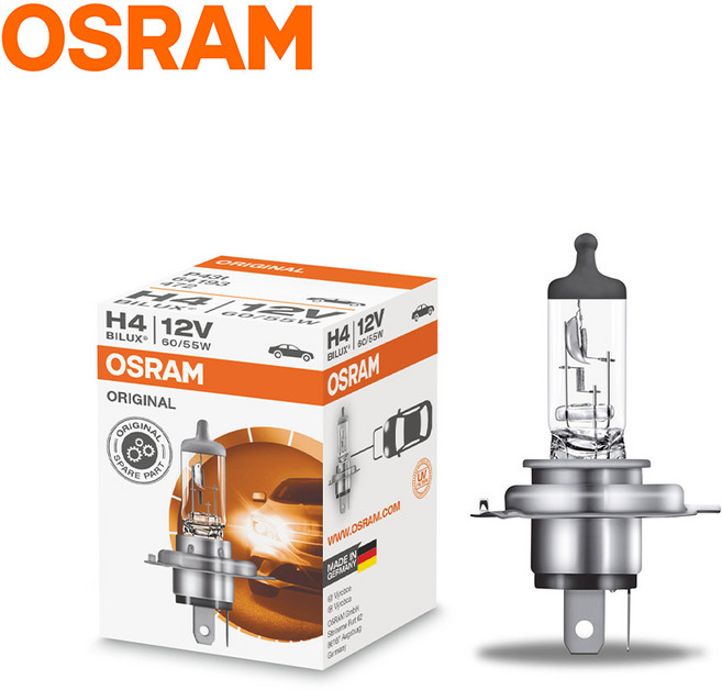 [오스람] 자동차 전조등 할로겐 상향등 하향등 ( H4 ) 12V60/55W, 1개