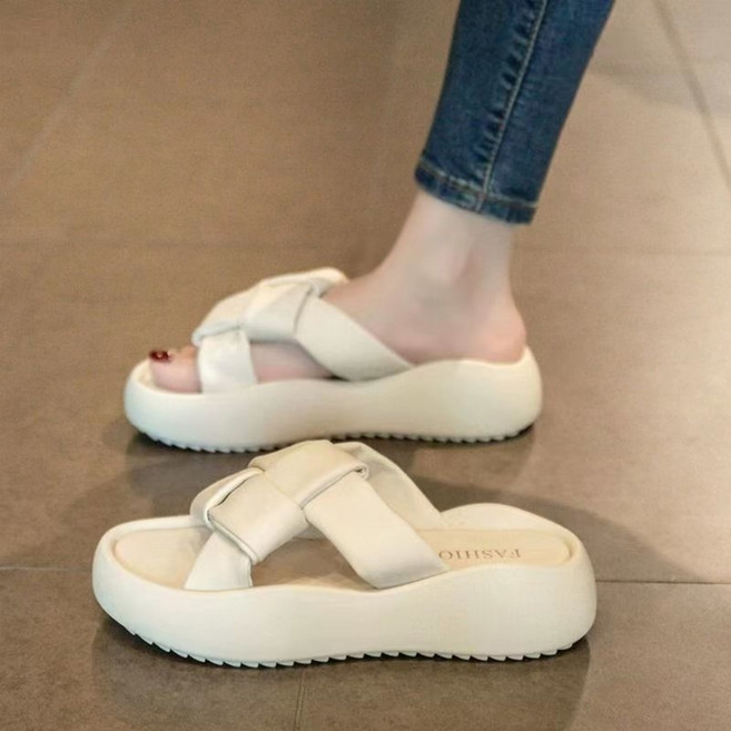 LUNATURE 여성용 발편한 키높이 쿠션 슬리퍼 샌들4cm