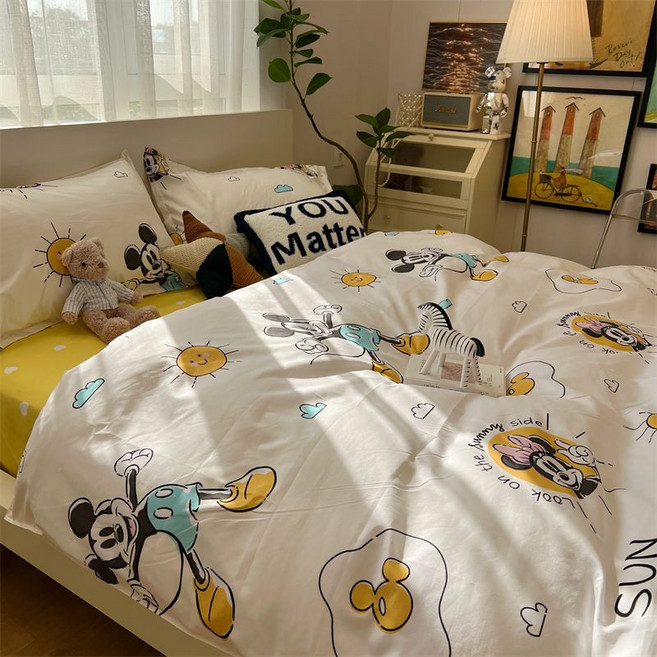 캐릭터 침구 세트 겨울 침대 차렵이불 싱글 더불 이불 커버, I. 선샤인 미키 G