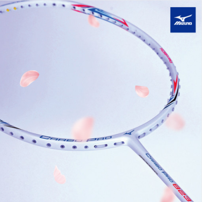 미즈노 CARBOPRO 카보프로 823 화이트레드 배드민턴라켓 동호회 추천 초급자 중급자 + 줄 26장력 레드썬 프로원 + 그립2개 + 헤드커버, 1개