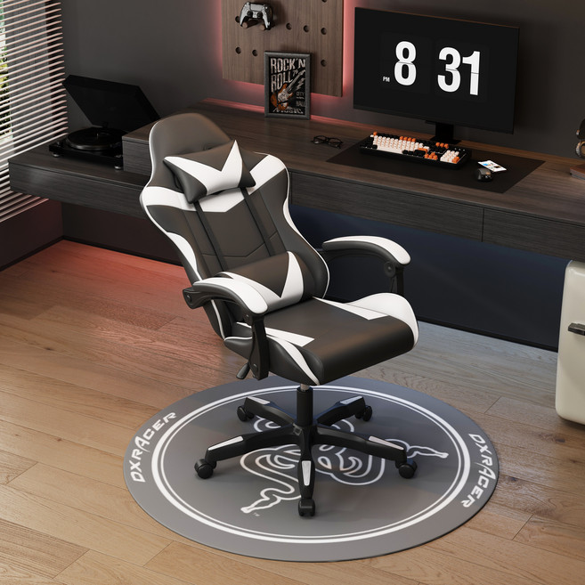 게이밍의자 각도조절가능 발받침 포함 컴퓨터의자 회전형 승강 사무용 의자 게임의자 인체공학, 검정, 발받침 미포함