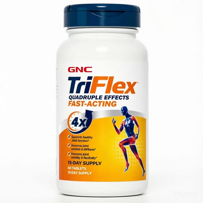 GNC TriFlex Quadruple Effects Fast-Acting 지엔씨 관절 영양제 글루코사민 콘드로이틴 MSM 4중 효과, 1개, 60정