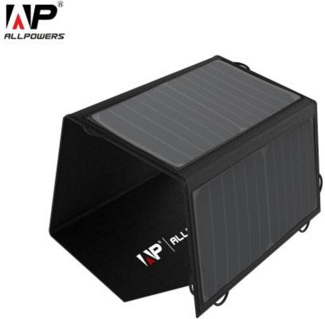 ALLPOWERS 태양열 충전기 태양 전지 패널 방수 접이식 태양 전지 배터리 12V 자동차 배터리 휴대폰 야외 하이킹용 18V 21W, 1개