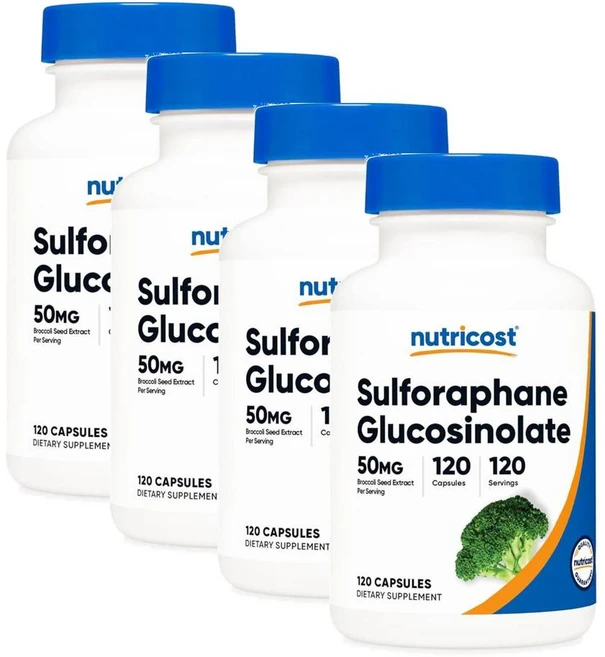 뉴트리코스트 설포라판 글루코시놀레이트 50mg 캡슐 Nutricost Sulforaphane Glucosinolate, 4개, 120정 - 쿠팡