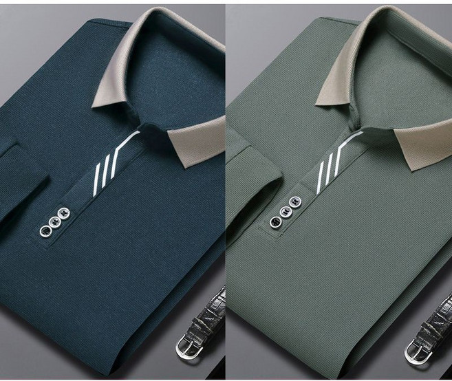 1+1 남성 봄 가을 폴로 티셔츠 패션 캐주얼 순면 터틀넥 긴팔티 루즈핏 데일리 폴로 셔츠 상의 WMY