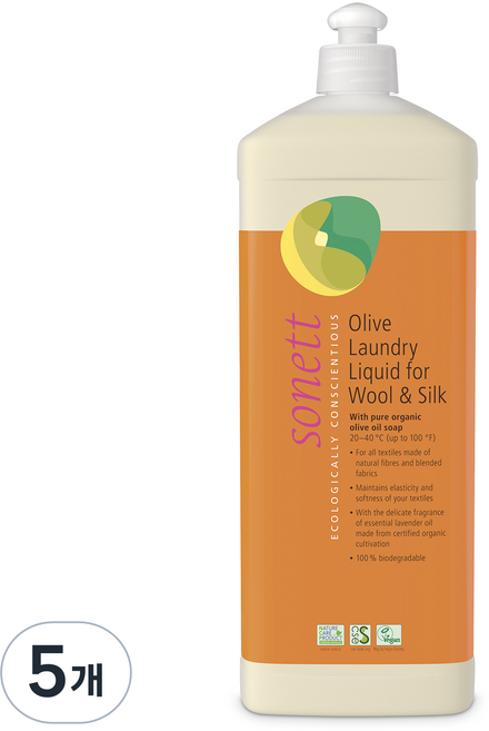 소네트 울 실크 액상 세탁 세제, 1L, 5개