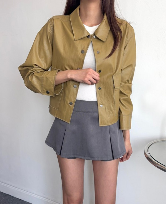 페이크레더 잉킹 숏자켓 간절기여성가죽자켓