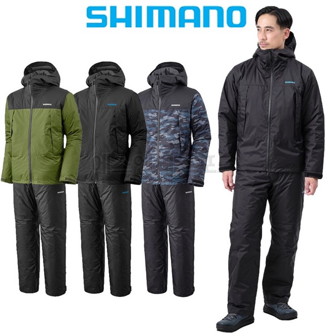 시마노 25 베이직 인설레이션 레인 슈트 RB-057X 겨울 방한 동계 낚시복 세트 우의