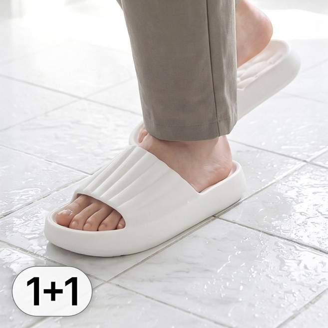 루크 푹신한 구름 실내화 미끄럼 완화 가벼운 욕실 슬리퍼 무소음 방지 소프트 거실화 임산부 조리원 슈즈 부드러운 경량 편안한 홈웨어 신발, 2개, 아이보리