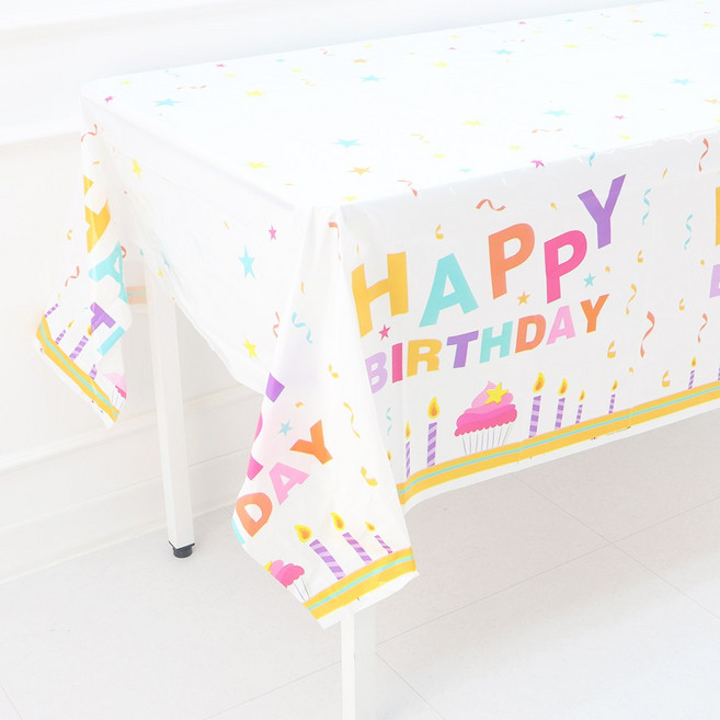 파티짱 생일 방수 식탁보 일회용 식탁 테이블 비닐, 컵케이크 촛불, 1개, 1개