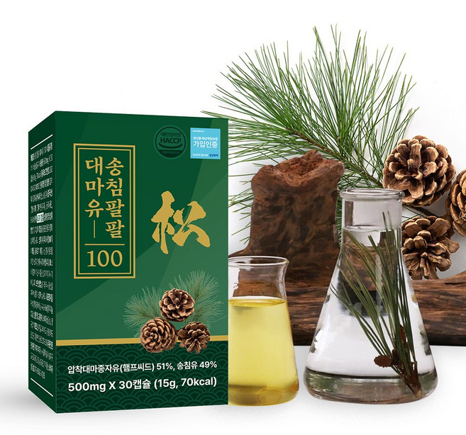 [예현마케팅-본사판매] 송침팔팔 대마유100 냉압착 대마종자유 햄프씨드오일 대마씨유 솔잎증류농축액 송침유, 4개, 30정