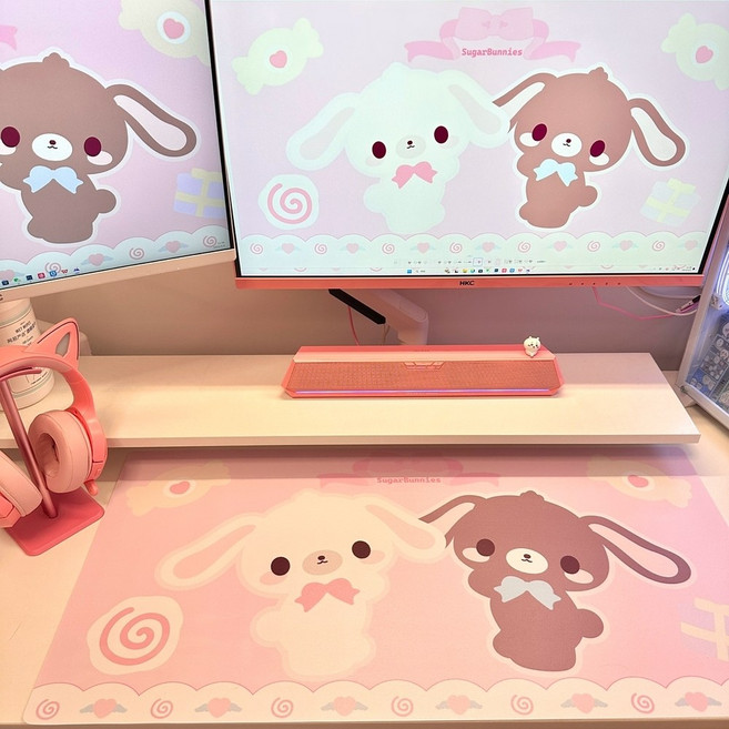 슈가바니즈 마우스패드 장패드 게임패드 책상패드 고전 캐릭터 슈가버니즈 패드 카푸치노우사 피규어 러그 파우치 굿즈, 400x800mm 현물