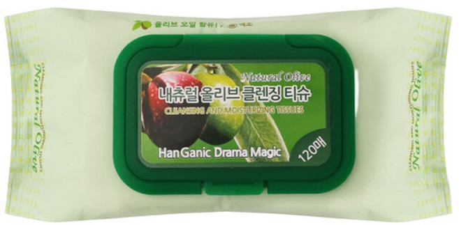 한가닉 드라마 매직 내츄럴 올리브 클렌징 티슈 120매, 1개, 120매입