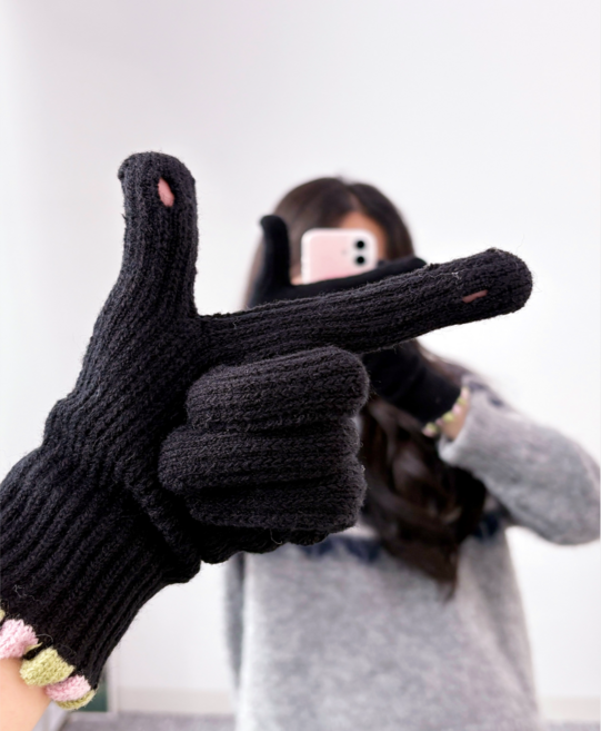 수수핏 겨울 스마트폰 터치 니트 장갑 여성 방한 털장갑