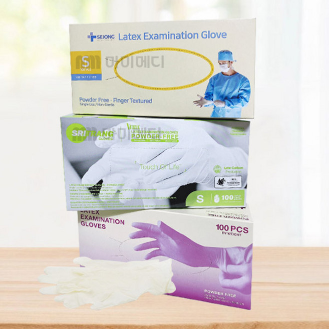 세종 스리트랑 가주 일회용 라텍스 장갑 전규격 XS S M L 병원용 의료용 던탈, 스리트랑 S 1박스, 1개
