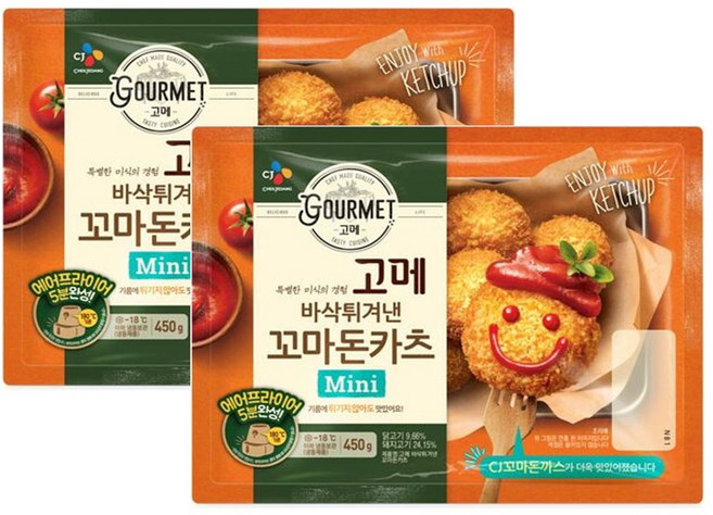 고메 CJ 바삭튀겨낸 꼬마돈카츠450gX2봉(무료배송), 450g, 2개