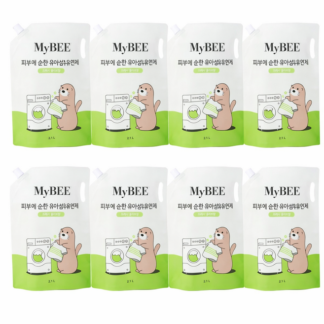 마이비 피부에 순한 유아 섬유유연제 프레쉬올리브향 리필, 2.1L, 8개