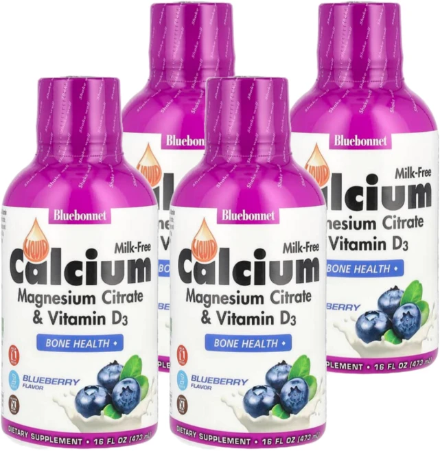 블루보넷 액상 칼슘 마그네슘 시트레이트 및 비타민 D3 블루베리 맛, 4개, 473ml - 쿠팡