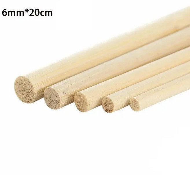 10 60개 원형 나무 재료 목공용품 300M 200 막대 대나무 소형 공예 DIY 수제, 20Pcs, 6mmx20cm
