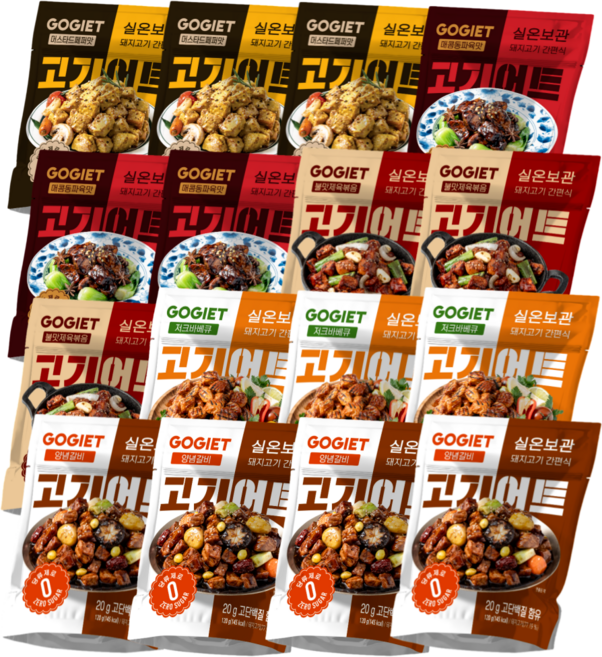 [고기어트] 바로먹는 실온보관 저지방돼지고기 고단백 저지방 식단관리 zero당 5종 혼합, 120g, 16개