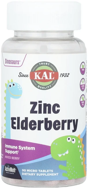 KAL Dinosaurs 아연 엘더베리 ActivMelt 베리 혼합 마이크로 정제 90정, KALDinosaurs아연엘더베리ActivMelt베리혼, 1개 - 쿠팡