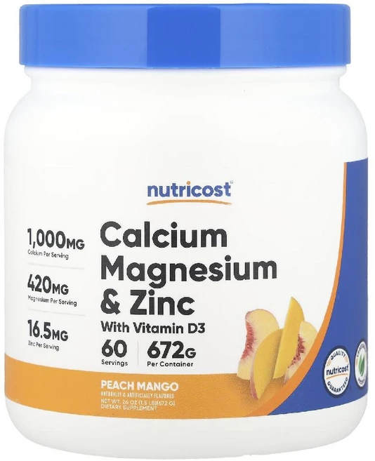 뉴트리코스트 칼슘 마그네슘 아연 비타민D3 함유 복숭아 망고맛 파우더 672g, 1개 - 쿠팡