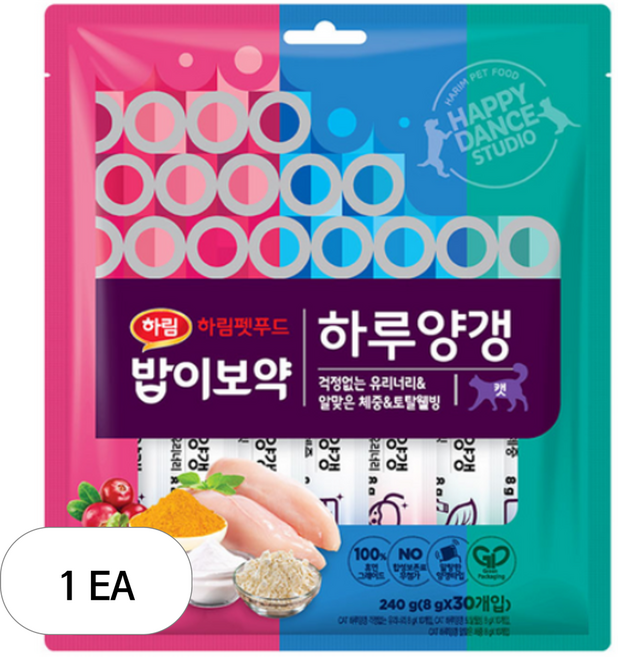 하림펫푸드밥이보약 캣 하루양갱, 혼합맛(걱정없는 유리너리/알맞은 체중/토탈웰빙), 240g, 1개