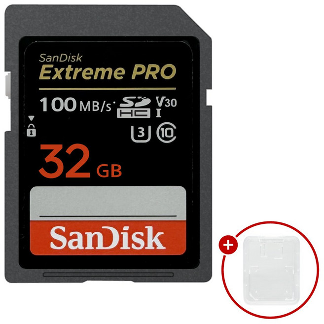 샌디스크 익스트림 프로 SD메모리카드 Extreme PRO UHS-I SDXX + SD카드 케이스, 32GB, 1개