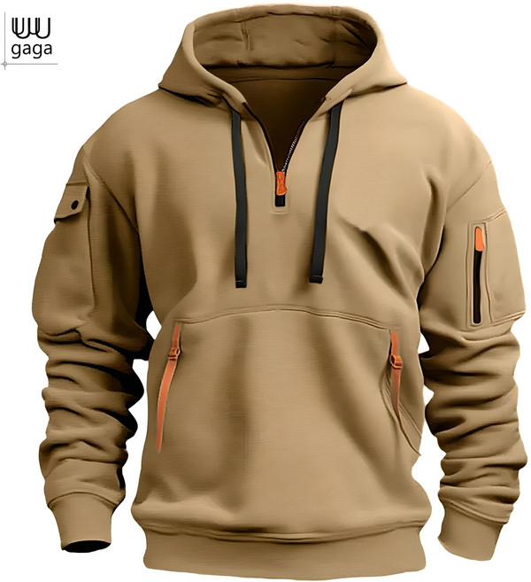 유유가가 남자 간절기 반집업 후드 맨투맨 참신한 지퍼디자인 부드러운 감촉 긴팔상의