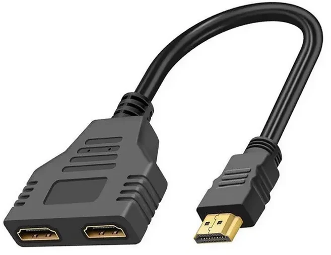 1080P HDMI 스플리터 듀얼 포트 1입력 2출력 케이블 남성-여성 HDTV 어댑터 노트북 TV 박스 모니터 HDMI 호, 01 black