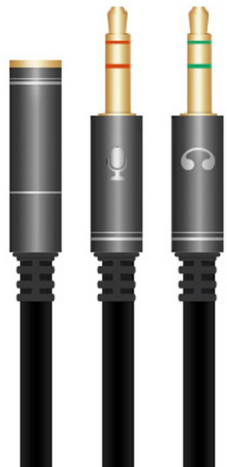 칼론 이어셋 To PC 변환 어댑터 20cm, APC-A08, 그레이블랙, 1개