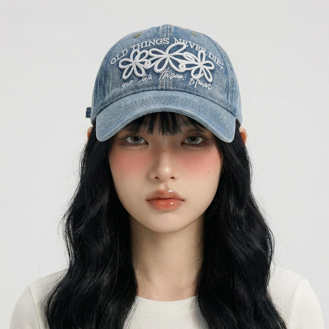 여자 플라워 레터링 자수 데일리 볼캡 캡모자 야구모자