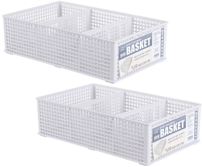 스내지 원라이프 블럭형 칸칸 바스켓, 화이트, 2개