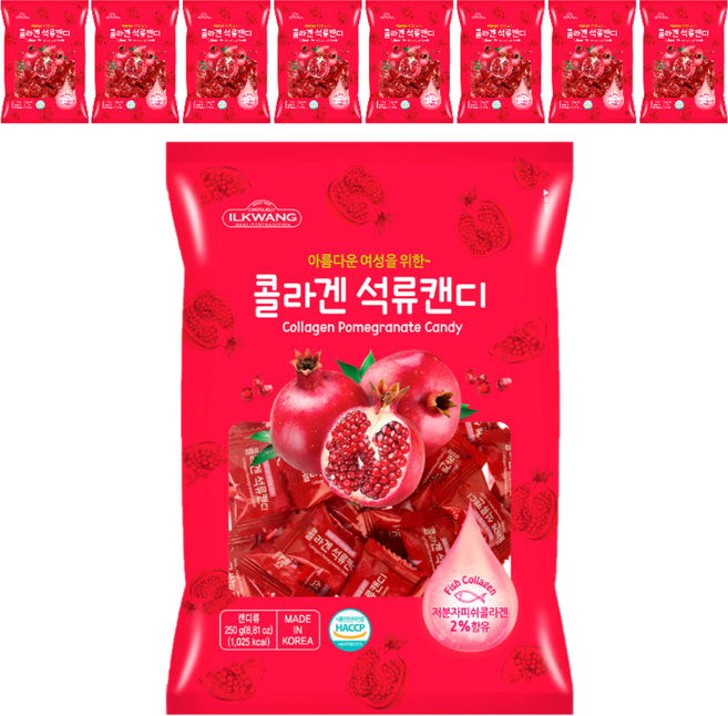 자체브랜드 일광제과 콜라겐 석류캔디, 250g, 9개