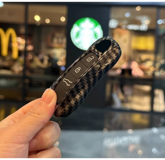 PRC 포르쉐 호환 키케이스 차키 키링 자동차 키홀더, B타입, 3_카본블랙