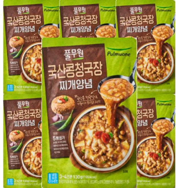 풀무원 국산콩 청국장 찌개양념 130g 6개
