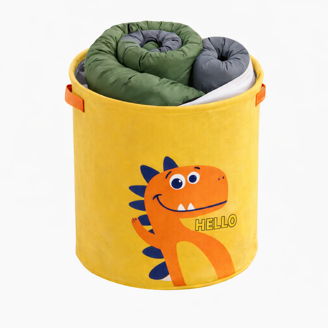 매터앤미터 접이식 공룡 장난감 바구니, 1개, 옐로우